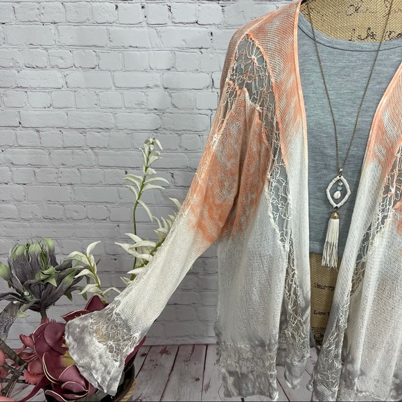 Sundance Dip Dyed Boho Sheer Long Sleeve Mesh Lace Kimono - Picture 4 of 12